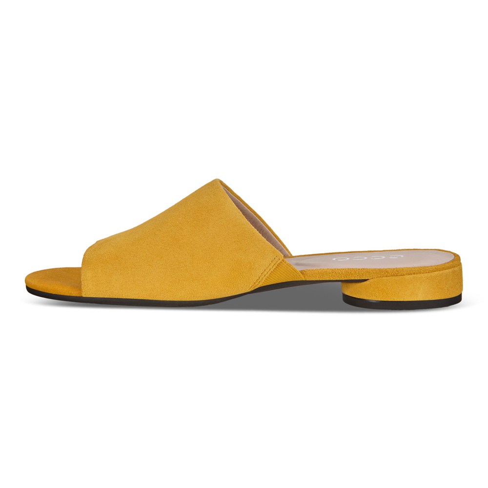 ECCO Womens Slides Yellow - Flat Sandals Ii - EUC-573140